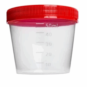 COLETOR DE PLÁSTICO ESTÉRIL TAMPA VERMELHA 50 ML